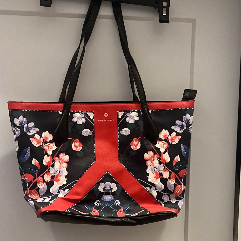 Red & Black Floral Tote Bag by Unknown Brand